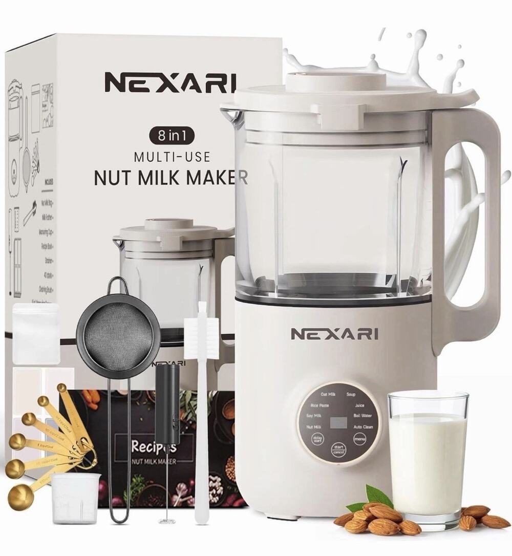 9 pcs 8-in-1 Nut Milk Maker Machine 1.2L Stainless Steel & Glass Self-Cleaning